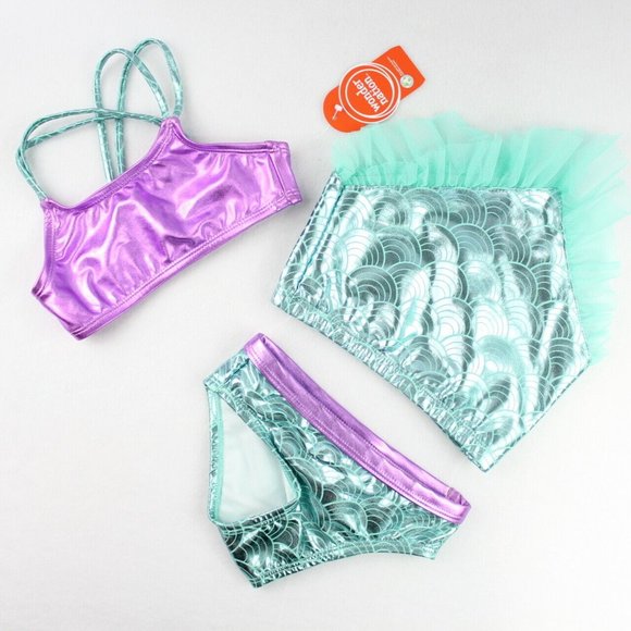 Wonder Nation 3 Piece Mermaid Bikini Swimsuit Set Baby Girl Size 18 Months - Picture 2 of 9